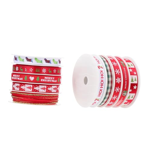 DOITOOL 10 Rollen Weihnachtsband Ripsband Geschenkband Weihnachtsmotiven Langlebig und Vielseitig für DIY Schleifen Geschenkverpackung Bastelprojekte und Festliche Dekorationen DOITOOL 10 Rollen Weihnachtsband Ripsband Geschenkband Weihnachtsmotiven Langlebig und Vielseitig für DIY Schleifen Geschenkverpackung Bastelprojekte und Festliche Dekorationen von DOITOOL