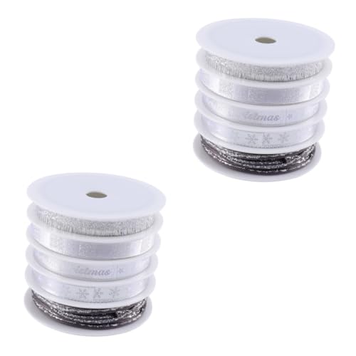 DOITOOL 10 Rollen Weihnachtsband Silber Geschenkband mit Weihnachtsdruck für Dekoration DIY Basteln Party Geschenkverpackung und Baumdeko DOITOOL 10 Rollen Weihnachtsband Silber Geschenkband mit Weihnachtsdruck für Dekoration DIY Basteln Party Geschenkverpackung und Baumdeko von DOITOOL