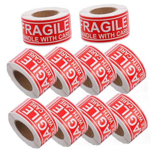 DOITOOL 10 Rollen zerbrechliche Aufkleber Warnaufkleber Glassiegelaufkleber Verpackungsband für Pakete auflösbare Lebensmitteletiketten zerbrechlicher Versand Kupferplattenaufkleber rot von DOITOOL
