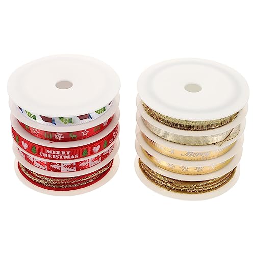 DOITOOL 10 Sätze Weihnachtsschleifen Teilig Polyester Geschenkband Rot Gold Bunte DIY Geschenkverpackungsschleifen für Weihnachtsdeko Basteln Geschenkboxen Festliche Bastelschleifen von DOITOOL