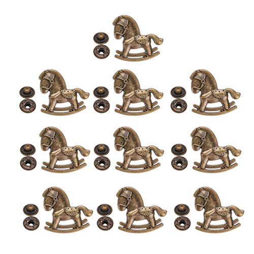 DOITOOL 10 Sätze Zinklegierung Pferde Stil Druckknopf Schnalle für Taschen Geldbörsen und Bastelprojekte Bronze mit Basis Zubehör für Diy Accessoires und Verschlüsse von DOITOOL