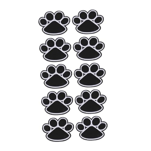 DOITOOL 10 Stück Aufkleber für Hundepfoten swor Einfaches Aufnähen Hundepfoten Aufnäher Hundepfoten Hut Patch mit Tierapplikation Pads bügeleisen Hundepfotenfleck Stoffapplikationen Black von DOITOOL