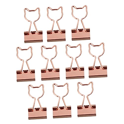 DOITOOL 10 Stück Büroklammern aus Hochwertige Klemmen für Unterlagen Schulmaterialien und Bürobedarf Roségold Katze Vielseitige Binder Clips Organisieren von Dokumenten und Notizen von DOITOOL