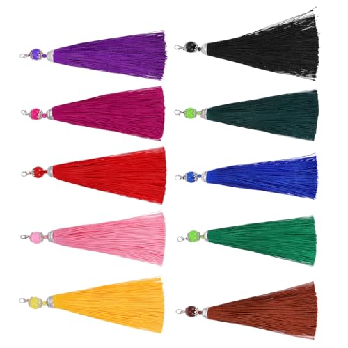 DOITOOL 10 Stück Bunte Quasten Anhänger mit Robustem Karabiner Dekorative Schlüsselanhänger und Taschenanhänger für DIY Schmuck und Kreative Bastelarbeiten von DOITOOL