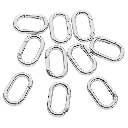 DOITOOL 10 Stück Federringschnalle Für Gepäck Tasche Pflicht Verschlüsse Schwer Geldbeutel Frühling Schlüssel Schild Ovaler Karabiner Geformt Groß Federschnalle Für Handwerk Silver Metall von DOITOOL