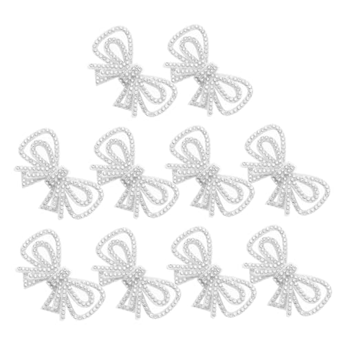DOITOOL 10 Stück Fliege-Stoffaufnäher Mini Bowknot Patch Strass-Bügeleisen Schleife zum Aufbügeln auf Applikationen Paillettenbogenflecken Schleifen-Strass-Patches Polyester Silber von DOITOOL
