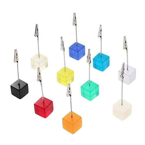 DOITOOL 10 Stück Geschäftskartenhalter DIY - Krokodilklemme für den Schreibtisch Hochzeitshalter würfel harz fotoclip halter Zufällige Farbe von DOITOOL