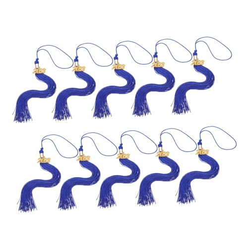 DOITOOL 10 Stück Graduierungskappe Quasten Akademisch Abschlusshängedekor Abschlusshut Quaste 2022 Abschlussfeier Essentials Abschlusskappendekorationen Grad Quaste Gold Für Polyester Blue von DOITOOL