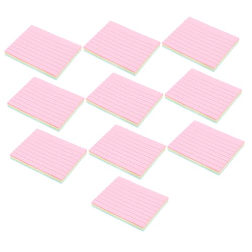 DOITOOL 10 Stück Haftnotizen Selbstklebend Notizzettel für Büro Schule und Zuhause Liniert Wiederverwendbar Portable Memo Pads Dekorative Aufkleber für Erinnerungen und Notizen von DOITOOL