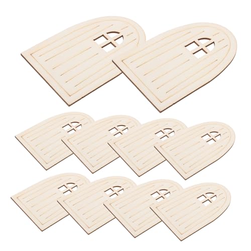 DOITOOL 10 Stück Holzelf -Tür lackierbar Feentor Zwerge Kind schrullig Mini Feenfenster für Bäume im Freien Feentür für die Wand Feentüren Handwerk Holz unbemalte Feenhaustüren Beige von DOITOOL