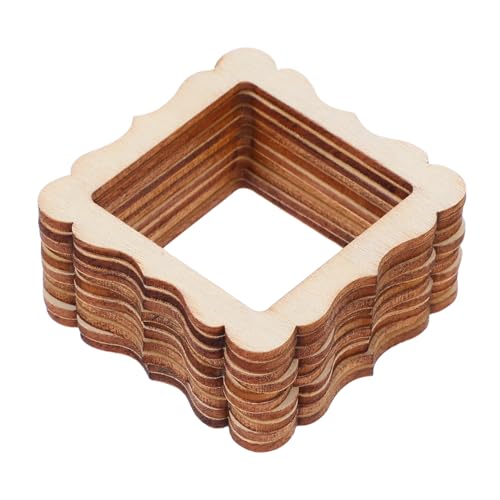 DOITOOL 10 Stück Holzfotosrahmenzubehör decoratiuni craciun hochzeitsdekoration Holzornamente holzdekor Holzhandwerk Fotoornamente aus Holz Bilderrahmen Holzrahmenausschnitt Bambus von DOITOOL