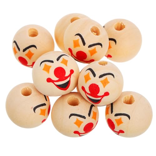DOITOOL 10 Stück Holzperlen mit Clown Gesicht für Schmuckherstellung Armbänder Halsketten DIY Basteln Sichere und Natürliche Holzqualität DOITOOL 10 Stück Holzperlen mit Clown Gesicht für Schmuckherstellung Armbänder Halsketten DIY Basteln Sichere und Natürliche Holzqualität von DOITOOL