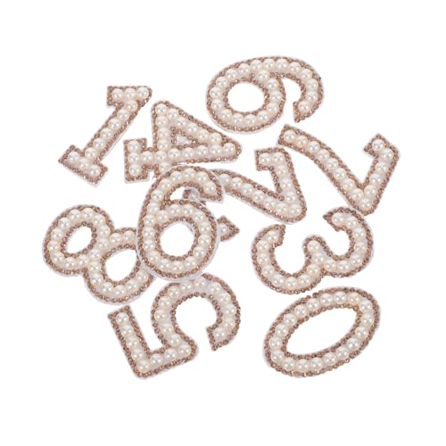 DOITOOL 10 Stück Hot Patch Strass Zahlen Patches Applikationen Zum Aufbügeln DIY Fake Pearl Iron On DIY Bügelapplikationen Zahlen Patches Aufbügeln Auf Tasche Bügelapplikationen Stoff von DOITOOL