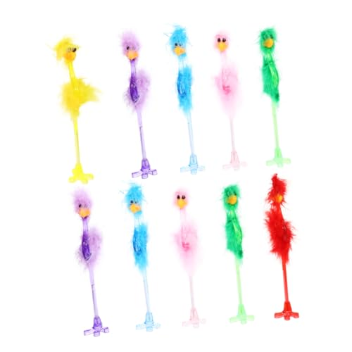 DOITOOL 10 Stück Kugelschreiber Feder Form süßer Stift dein Karikatur mehrfarbiger Kugelschreiber Straußenfederkiel Straußenförmige Stifte Cartoon-Kugelschreiber mehrfarbiger Stift Plastik von DOITOOL