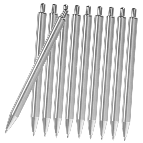 DOITOOL 10 Stück Kugelschreiber aus Edelstahl stift aus edelstahl schwarzer Stift Eingabestift Stifte aus Edelstahl Büro Stifte Metallstift Rostfreier Stahl Silver von DOITOOL