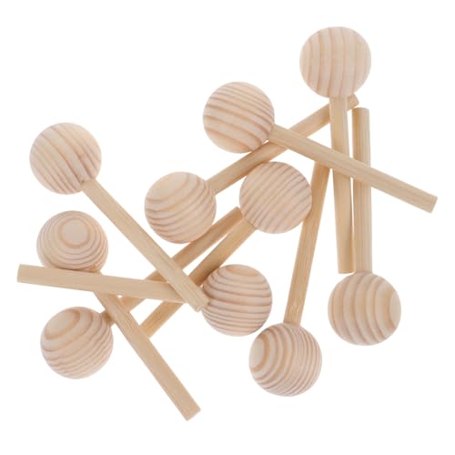 DOITOOL 10 Stück Kugelstab aus Kiefernholz holzdeko holzperlen Holzstäbe für Dekorationszwecke holzstäbchen Eisstiele zum Basteln runden unfertiger Holzstab Holz-DIY-Zubehör hölzern Beige von DOITOOL