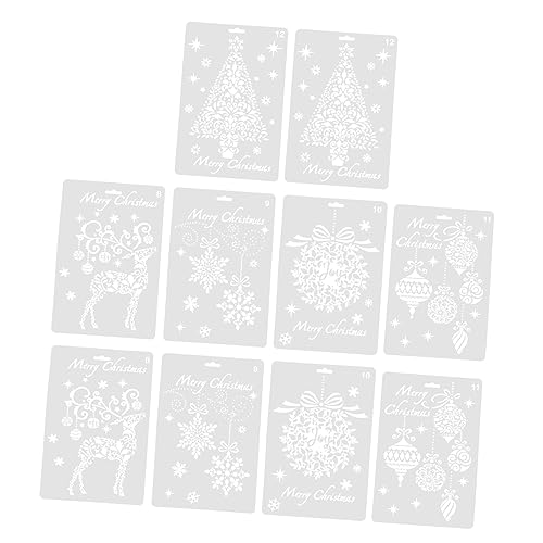 DOITOOL 10 Stück Malvorlage Schablonen Für Kreide Weihnachtsmalerei Vorlage Zeichnen Malen Weihnachtshandwerk Malen Zeichnen Frohe Weihnachten Große Weihnachtsschablone Das Haustier Weiß von DOITOOL