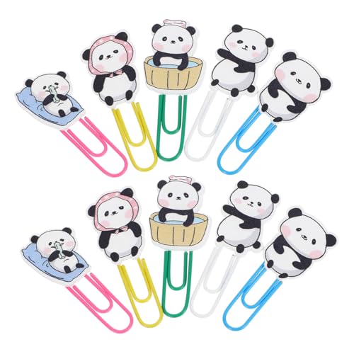 DOITOOL 10 Stück Panda Büroklammern Lesezeichen Dokumentenklammern Panda Büroklammern Büroklammern Niedliche Büroklammern Büro Papierklammern Papiernadeln Dekorative Büroklammern von DOITOOL