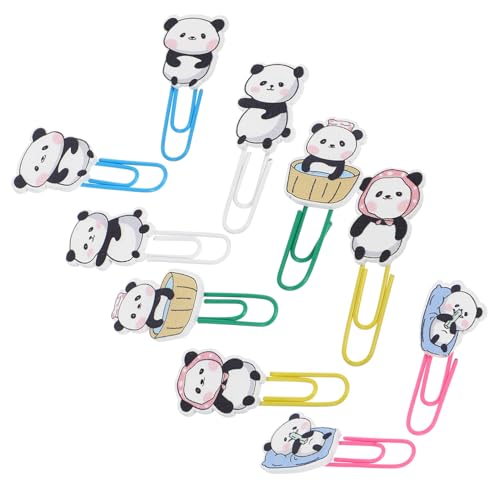 DOITOOL 10 Stück Panda -papierclip -lesezeichen Bürobedarf Deko Büroklammern Büroklammer-karikatur Lernbedarf Süße Papierklammern Panda-markierungsclips Panda Lesezeichen Umspritzen von DOITOOL