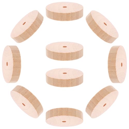 DOITOOL 10 Stück Radspielzeugzubehör Babyspielzeug winzig Wagenräder Auto farbig bastelset bastelmaterial für DIY Zubehör Modell Holzräder Kunsthandwerkszubehör hölzern Beige von DOITOOL
