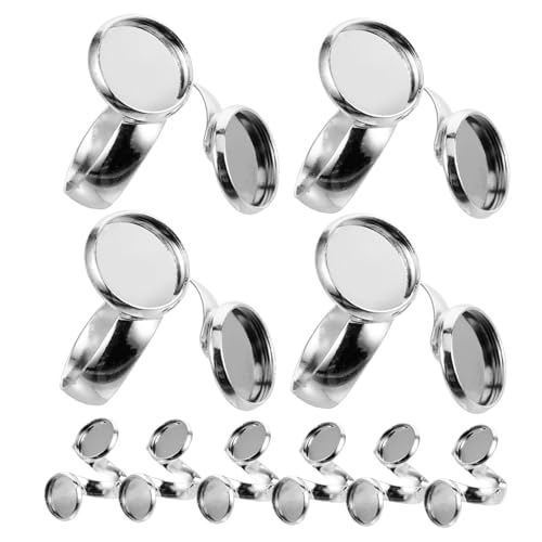 DOITOOL 10 Stück Ringhalterzubehör Ringherstellung Für Basis Schmuck Runde Rohlinge Leerer Ring Leere Basis Ring Leer Cabochon-ringrohlinge Ringbasis Aus Metall Schmucklücken Silber Kupfer von DOITOOL