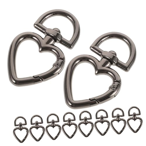 DOITOOL 10 Stück Rotierende Love Taste Schnalle Federschnappclip für DIY Federverschluss- Schlüsselverschluss-Clip Taschenteil Karabinerhaken Zinklegierung Black von DOITOOL