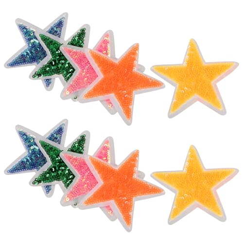 DOITOOL 10 Stück Stern -Pailletten -Patch Flitter Handwerk Sternförmige Applikation Glitzersterne Patches aufnähen bunt Stern-Pailletten-Patches DIY-Paillettenflicken Stoff von DOITOOL