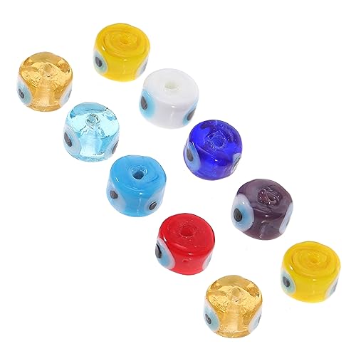 DOITOOL 10 Stück Teiliges Bunte Auge Glasperlen Flach Rund mit Schmuckperlen zum Auffädeln Handgefertigte DIY Bastelperlen für Armband Halskette Schmuckherstellung von DOITOOL