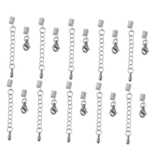DOITOOL 10 Stück Teiliges Edelstahl Kordelverbinder mit Robusten Karabinerverschlüssen für Lederbänder DIY Schmuckherstellung Armband Halskette Clips Langlebig und Vielseitig von DOITOOL