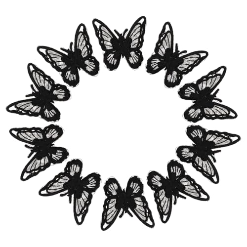DOITOOL 10 Stück Teiliges Gestickte Schmetterling Aufnäher zum Aufbügeln und Annähen Kreative Stoffapplikationen für Kleidung Taschen DIY Bastelprojekte Langlebige Schwarze Motive von DOITOOL