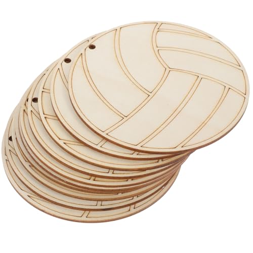 DOITOOL 10 Stück Teiliges Handbemalter Holzscheiben Volleyballform Robuste Holz chips zum Basteln DIY Kreative Holzanhänger für Malen Gravieren Dekorieren Pädagogisches Bastelset von DOITOOL