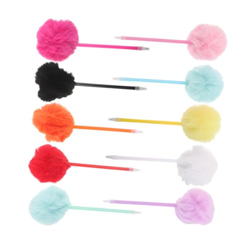DOITOOL 10 Stück Teiliges Kreative Plüsch Pom Pom Kugelschreiber Bunte Flauschige Schreibstifte für Mädchen Schüler Büro Weicher Griff Dekorative Niedliche Schreibwaren für Schule und von DOITOOL