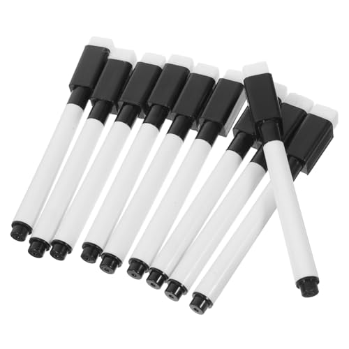 DOITOOL 10 Stück Teiliges Magnetische Whiteboard Marker Wasserbasiert Abwischbar mit Schwarzer Spitze und Bürste Farbintensiv Wiederverwendbar Haftet Metallflächen für Schule und Büro von DOITOOL