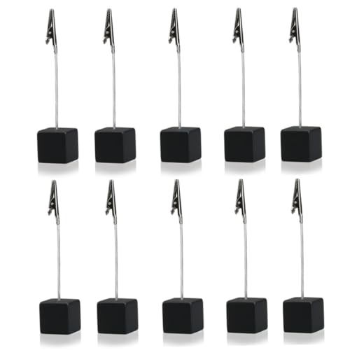 DOITOOL 10 Stück Teiliges Memo clip Würfelförmiger Basis Schwarzer Edelstahl notizhalter für Büro und Schreibtisch Hoher Zettelhalter Vielseitiger Fotohalter und Dokumentenklammer von DOITOOL