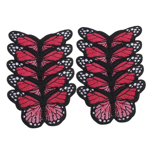 DOITOOL 10 Stück Teiliges Schmetterling Bügelbild Aufnäher Bestickte Langlebige Stoffapplikationen zum Aufbügeln für DIY Kleidung Taschen Hüte Einfache Reparatur Farbecht Faderesistent von DOITOOL
