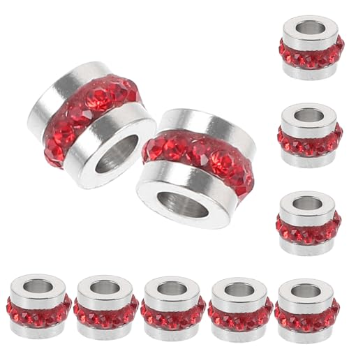 DOITOOL 10 Stück Teiliges Strass Spacer Perlen Edelstahl Zylinderförmig Rote Kristallperlen Schmuckherstellung DIY Armband Halskette Zubehör DOITOOL 10 Stück Teiliges Strass Spacer Perlen Edelstahl Zylinderförmig Rote Kristallperlen Schmuckherstellung DIY Armband Halskette Zubehör von DOITOOL