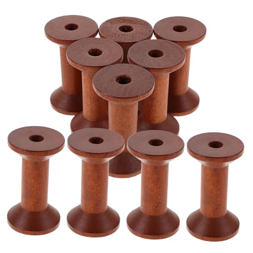 DOITOOL 10 Stück Teiliges Vintage Holzspulen Leere Naturholz Garnspulen für Nähen Stickerei und Häkelarbeiten Retro DIY Handarbeitszubehör zur Ordentlichen Fadenaufbewahrung von DOITOOL
