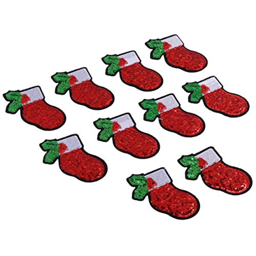 DOITOOL 10 Stück Teiliges Weihnachts Pailletten Stickerei Applikationen Niedliche Bestickte Patches Strapazierfähige Aufnähmotive für Kleidung Taschen Hüte zum Reparieren und Dekorieren von DOITOOL