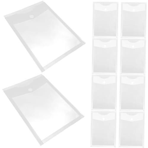 DOITOOL 10 Stück Transparente Dokumentenablage Taschen Praktische Aktenordner Material mit Druckknopfverschluss für Schule Büro und Zuhause Format von DOITOOL