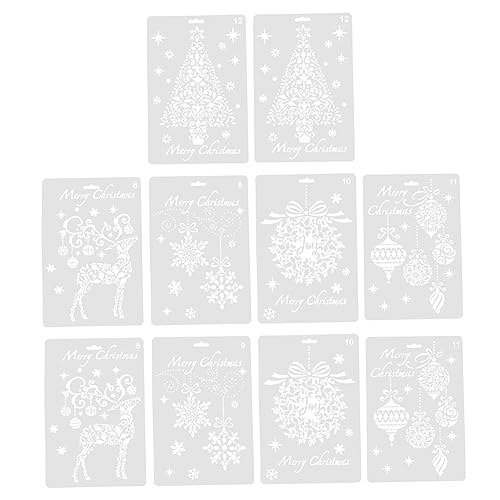 DOITOOL 10 Stück Weihnachts Schablonen für Diy Kunstmalerei Kunststoff Malvorlagen für Weihnachtsdekoration und Scrapbooking Wiederverwendbar Flexibel und Leicht zu Reinigen von DOITOOL