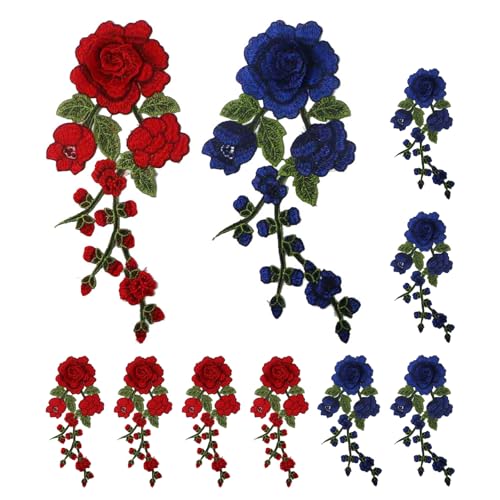 DOITOOL 10 Stück bestickte Applikationen mit Blumenmuster, zum Aufbügeln oder Aufnähen, Blumenbesatz für Kleidung, Rucksäcke, Brautkleider und DIY-Projekte, Rot und Blau DOITOOL 10 Stück bestickte Applikationen mit Blumenmuster, zum Aufbügeln oder Aufnähen, Blumenbesatz für Kleidung, Rucksäcke, Brautkleider und DIY-Projekte, Rot und Blau von DOITOOL