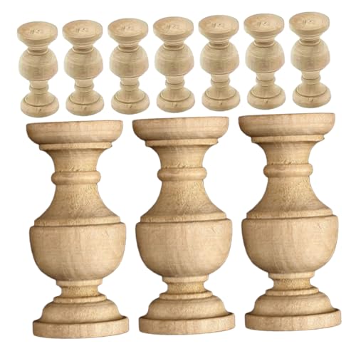 DOITOOL 10 Stück unlackierte Holzspindeln, Bastel-Baluster für DIY-Dekoration, rustikal, dekorativ für Möbel von DOITOOL
