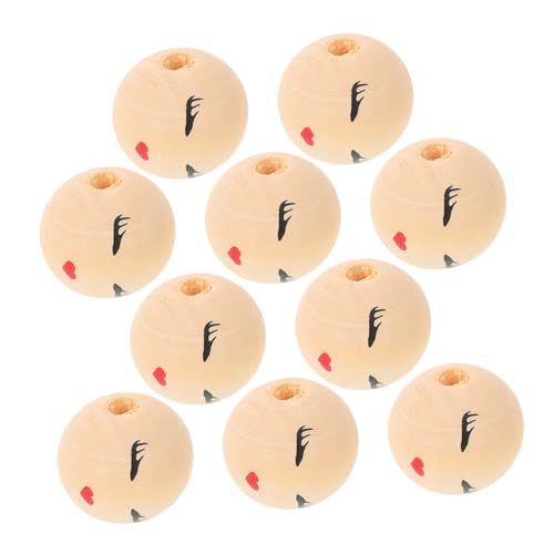 DOITOOL 10 Stücke Runde Holz Perle Zubehör Perlen Lächeln Gesicht Holz Perle Beige von DOITOOL