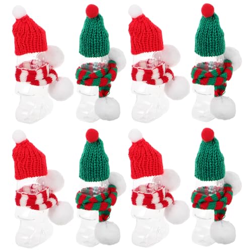 DOITOOL 10 Weihnachts-lebkuchenmann-trinkflaschen, 50-ml-saftbehälter aus Kunststoff mit Deckel, 10 Verschiedene Hüte Und Schals, Süße Weihnachts-getränkeflaschen für Weihnachtsfeiern von DOITOOL