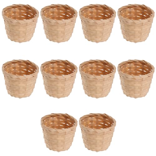 DOITOOL 10 mini korb geflochten ，körbe aufbewahrung ，aufbewahrungskörbe für Süßigkeiten und zur Dekoration Geflochtene Mini-Körbe ohne Griffe für künstliche blumen und sukkulenten (7. 5X7. 5X6 Cm) von DOITOOL