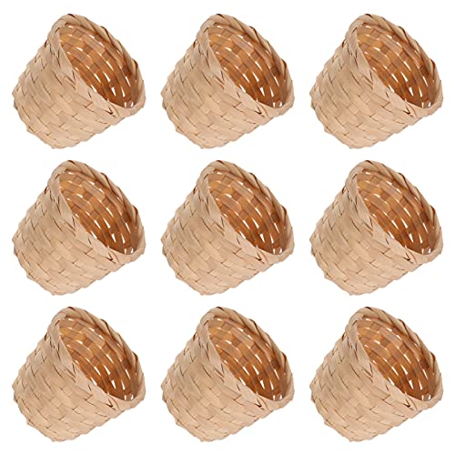DOITOOL 10 geflochtene Mini-Körbe für Süßigkeiten und Dekorationen Mini-Körbe geflochten ohne Griffe für Gastgeschenke Dekorationen Handwerk (9 x 9 x 7 5 cm) von DOITOOL