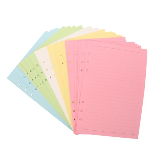 DOITOOL 100 Blatt Nachfüllpapier Liniert Farben für Ringbuch Planer und Notizbuch Einsätze für Schule Büro und Projekte mit Praktischem Lochdesign für Einfache Handhabung von DOITOOL