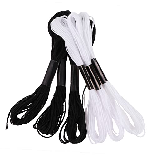DOITOOL 100 Rollen Stickgarn Schwarze Weiße Fäden Lange DIY Handarbeitsfäden für Bastelprojekte Kreuzstich Armbänder für Quilting Nähen von DOITOOL