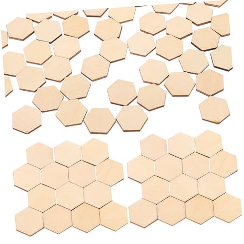 DOITOOL 100 Stück Buche Holz sechseckige Stücke DIY Handwerk Ornamente für Geburtstag Hochzeit Weihnachten Dekorationen Glatte Oberfläche Holzformen Premium Qualität Holz von DOITOOL
