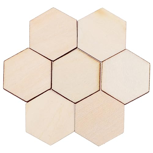 DOITOOL 100 Stück Buche Holz sechseckige Stücke DIY Handwerk Ornamente für Hochzeiten, Geburtstage und Weihnachtsdekorationen, hochwertige Holzformen für kreative Projekte von DOITOOL